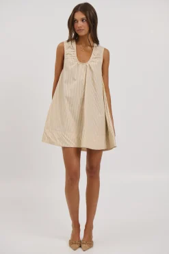 Sydney Mini Dress Beige Stripe