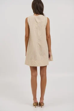 Sydney Mini Dress Beige Stripe
