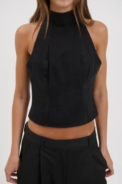 Thea Denim Turtleneck Backstage Black