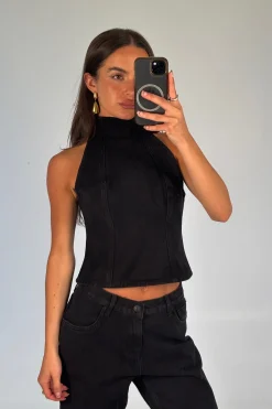Thea Denim Turtleneck Backstage Black