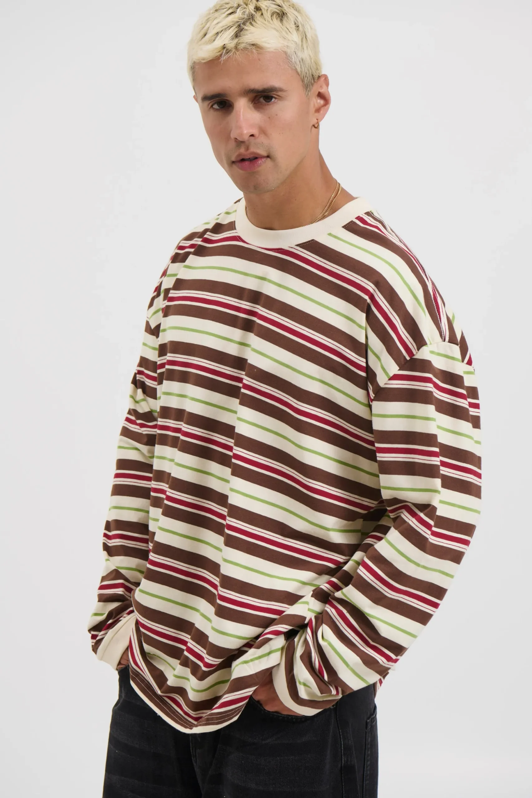 Tim Stripe Long Sleeve Choc
