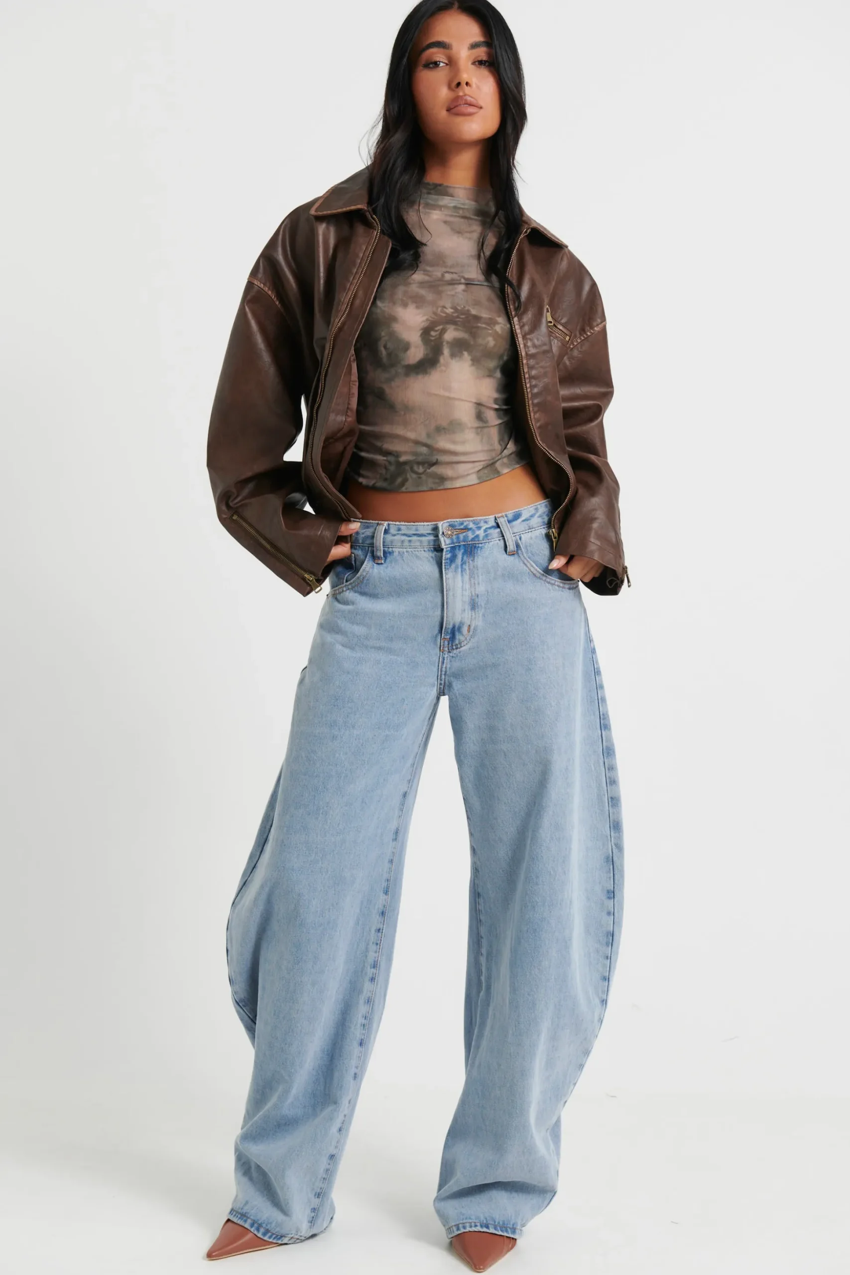 Trista Biker Jacket Brown