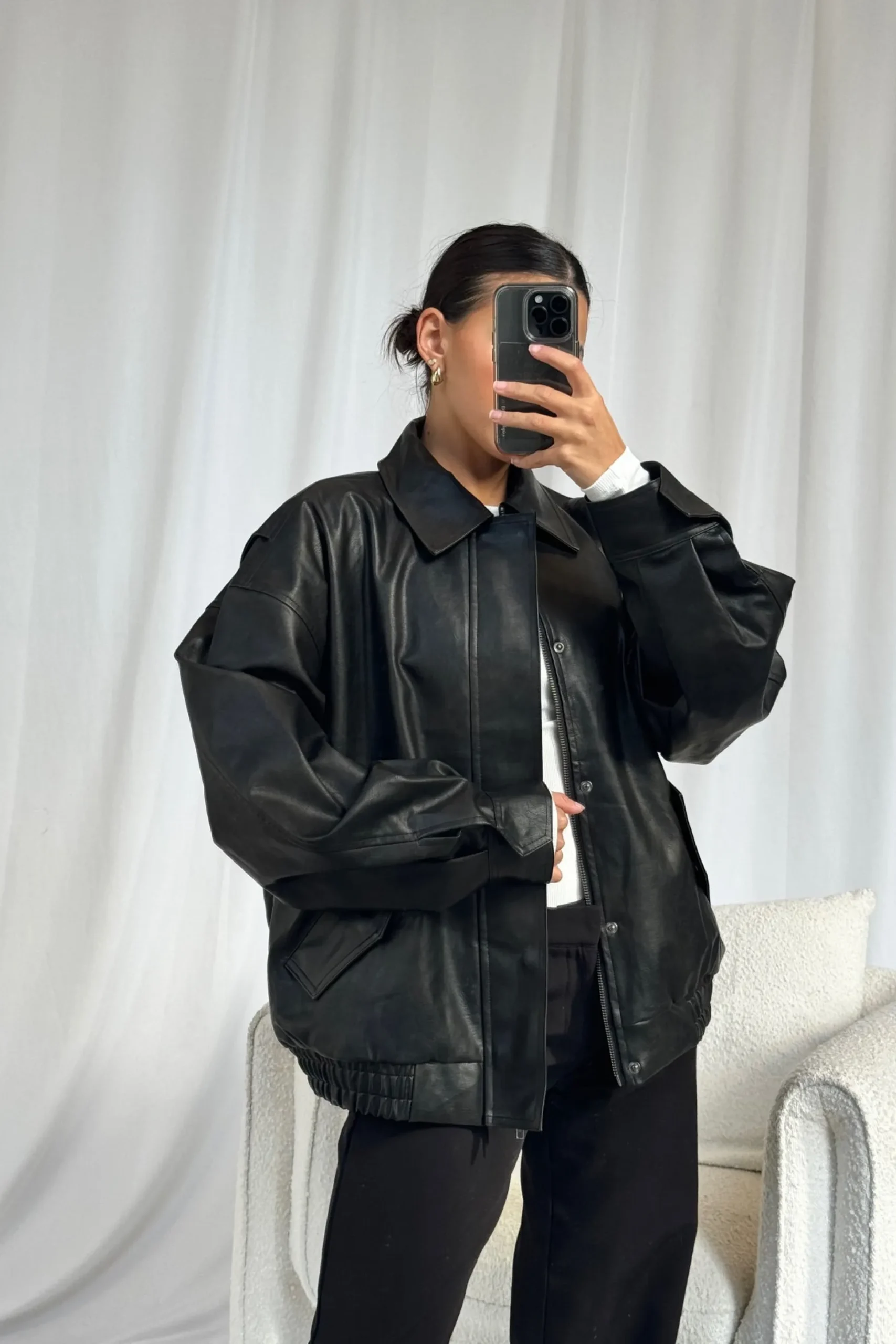 Unisex Bomber Jacket Vintage Black