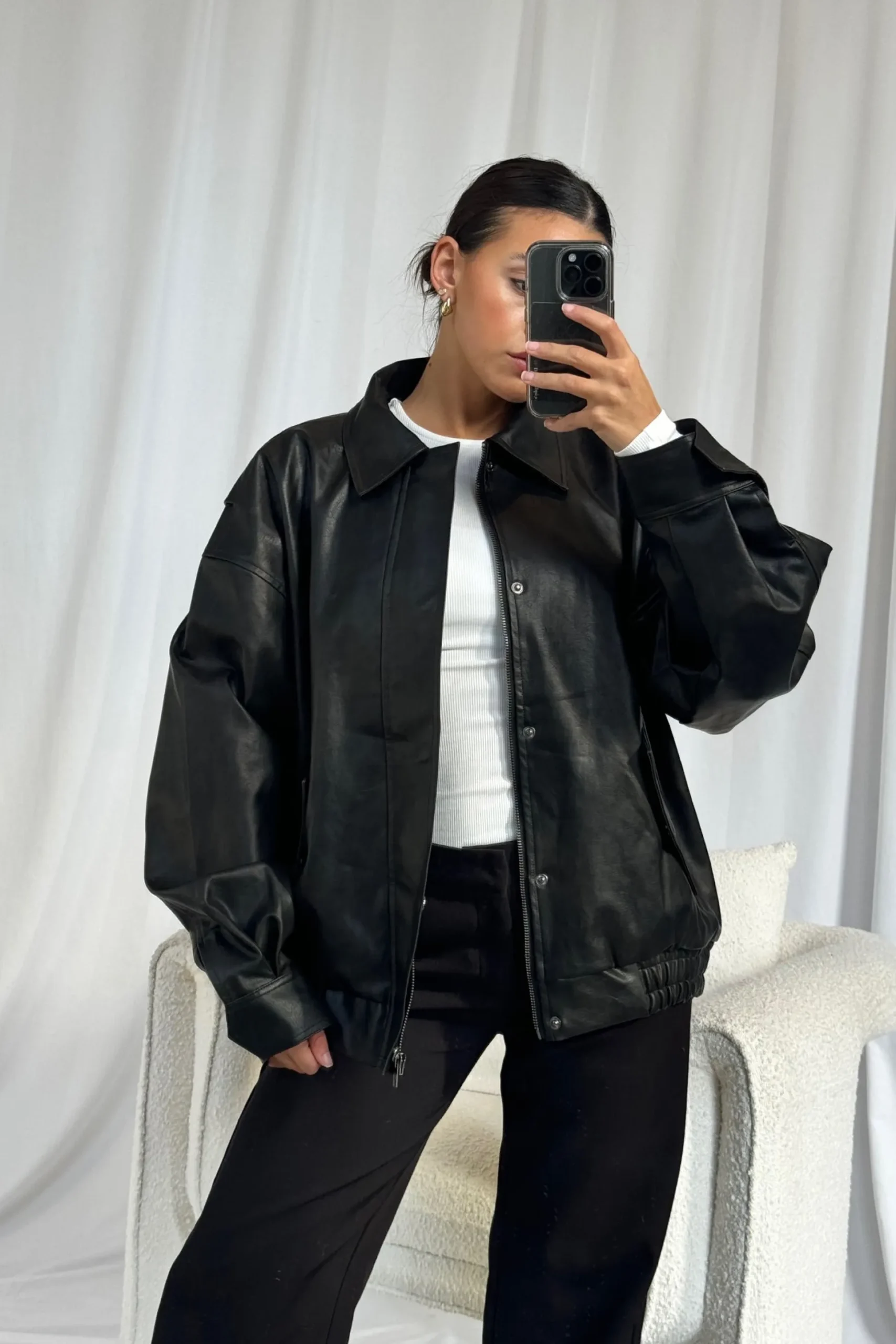 Unisex Bomber Jacket Vintage Black