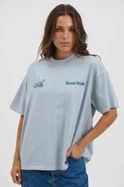 Unisex Bronze Snake Melb Tee Baby Blue