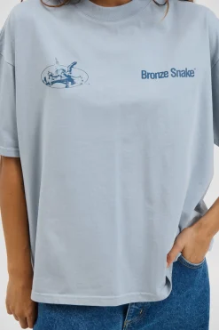 Unisex Bronze Snake Melb Tee Baby Blue