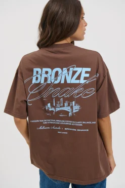 Unisex Bronze Snake Signature Tee Choc