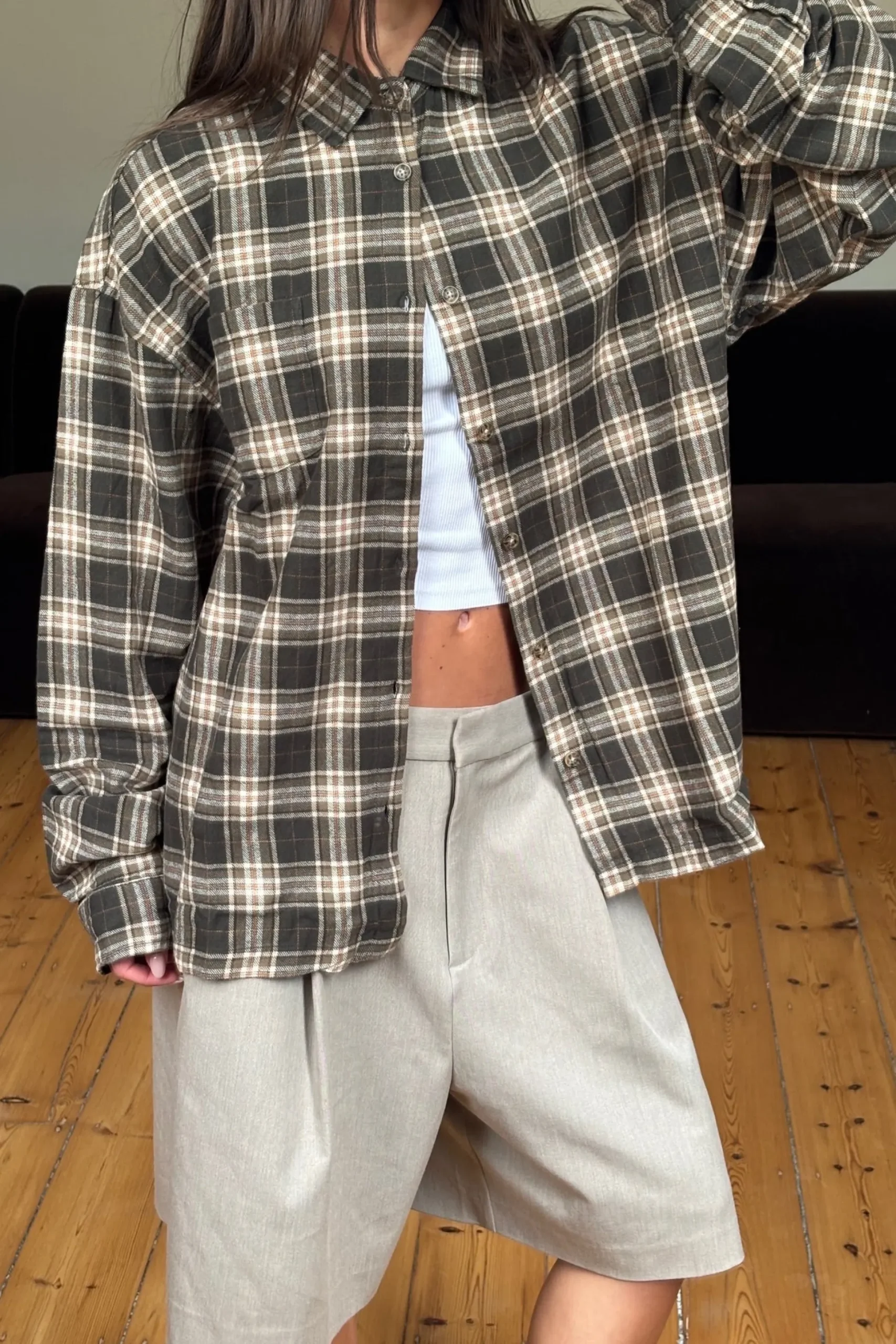 Unisex Brooklyn Check Shirt Brown