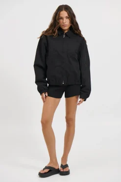 Unisex Charlie Soft Cotton Bomber Black