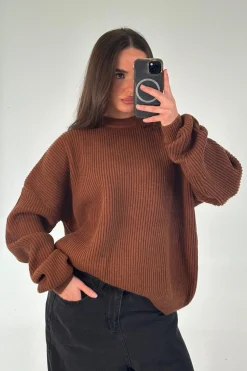 Unisex Drop Sleeve Heavy Knit Choc