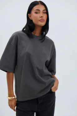 Unisex Emmett Box Tee Charcoal