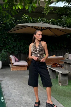 Unisex Flint Baggy Denim Jort Black