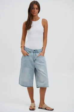 Unisex Flint Baggy Denim Jort Light