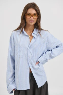 Unisex Miles Stripe Shirt Blue