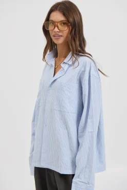 Unisex Miles Stripe Shirt Blue