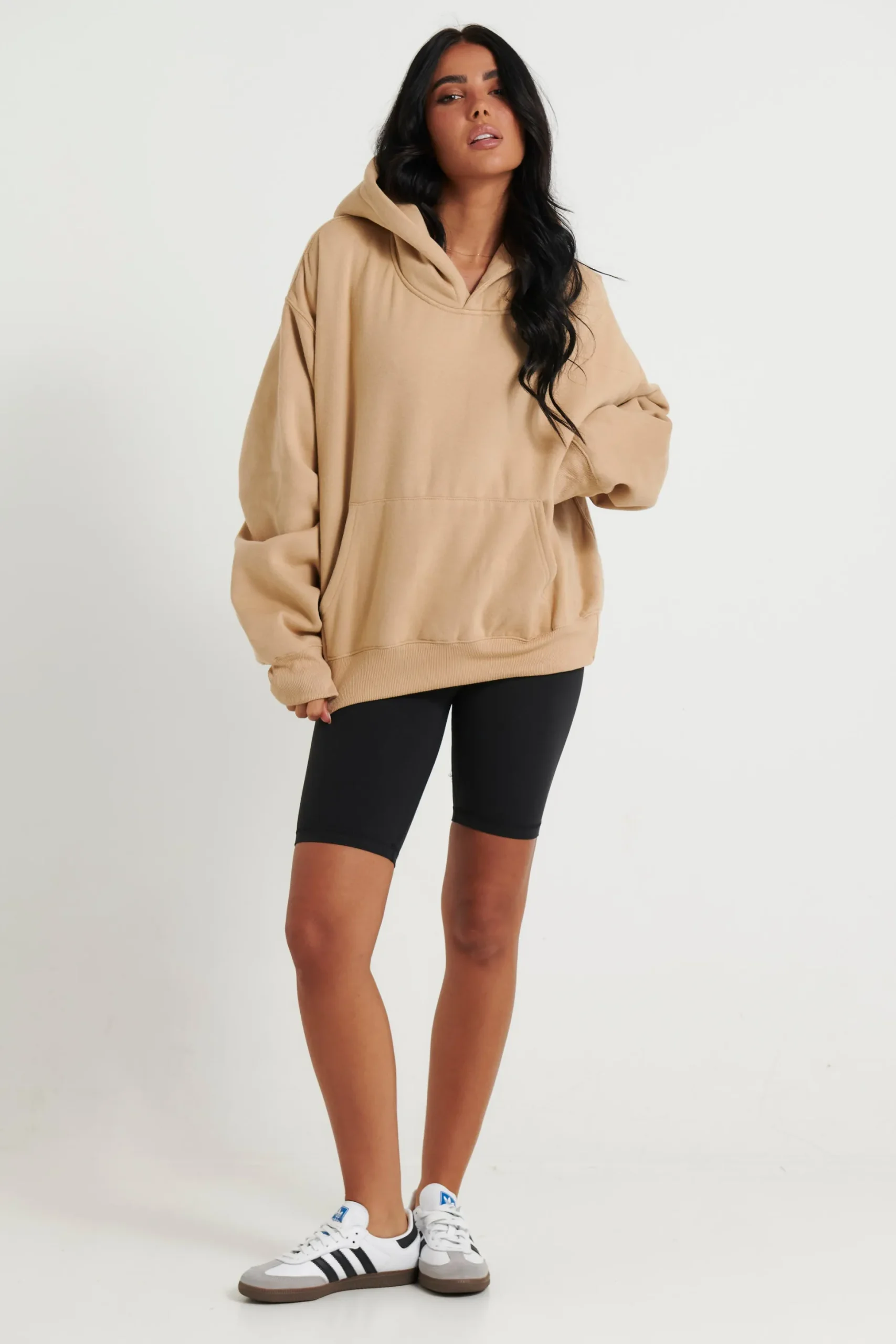Unisex Roman Cropped Drop Hoodie Stone