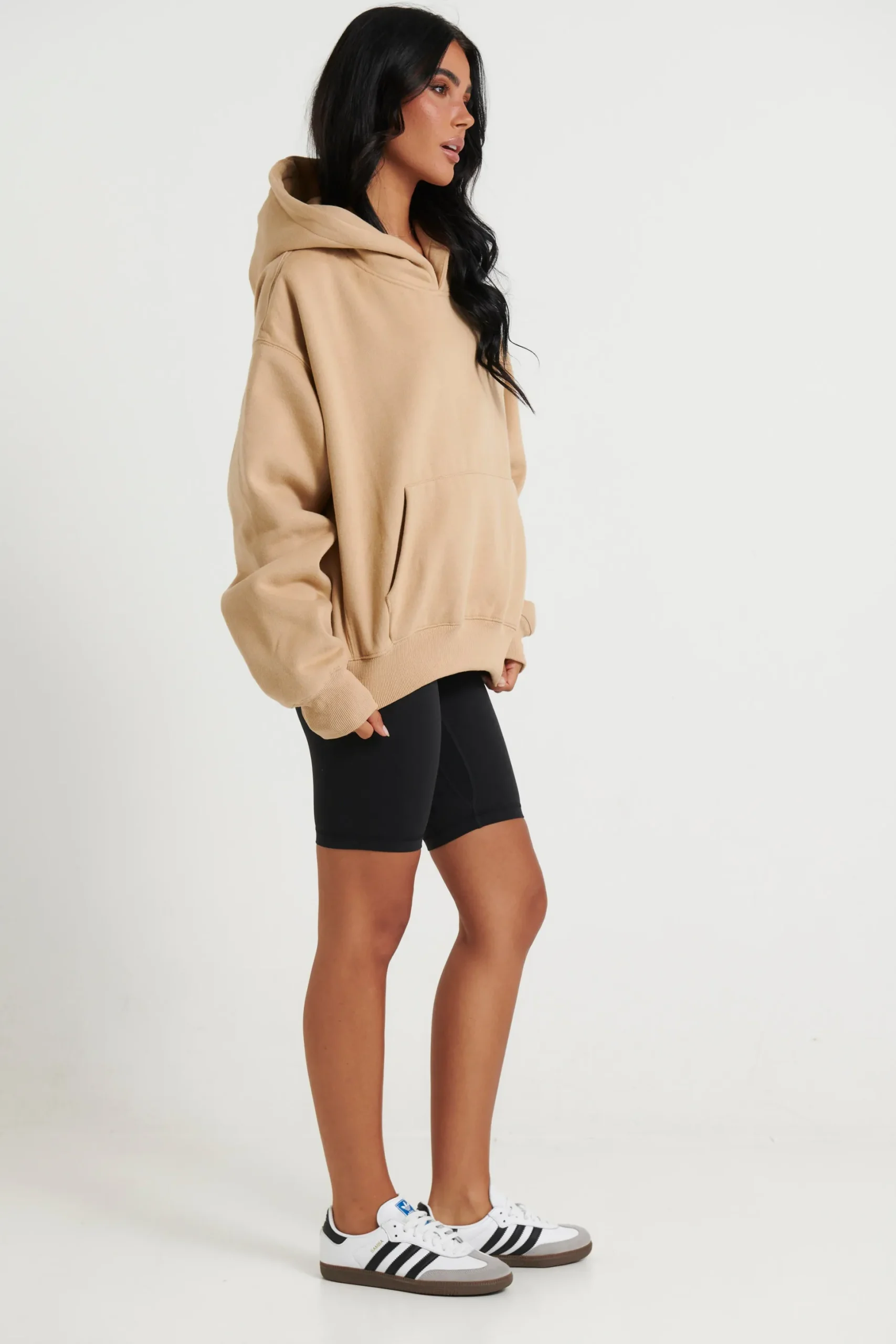 Unisex Roman Cropped Drop Hoodie Stone