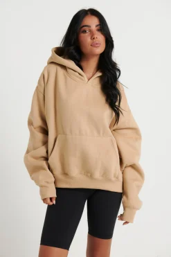 Unisex Roman Cropped Drop Hoodie Stone