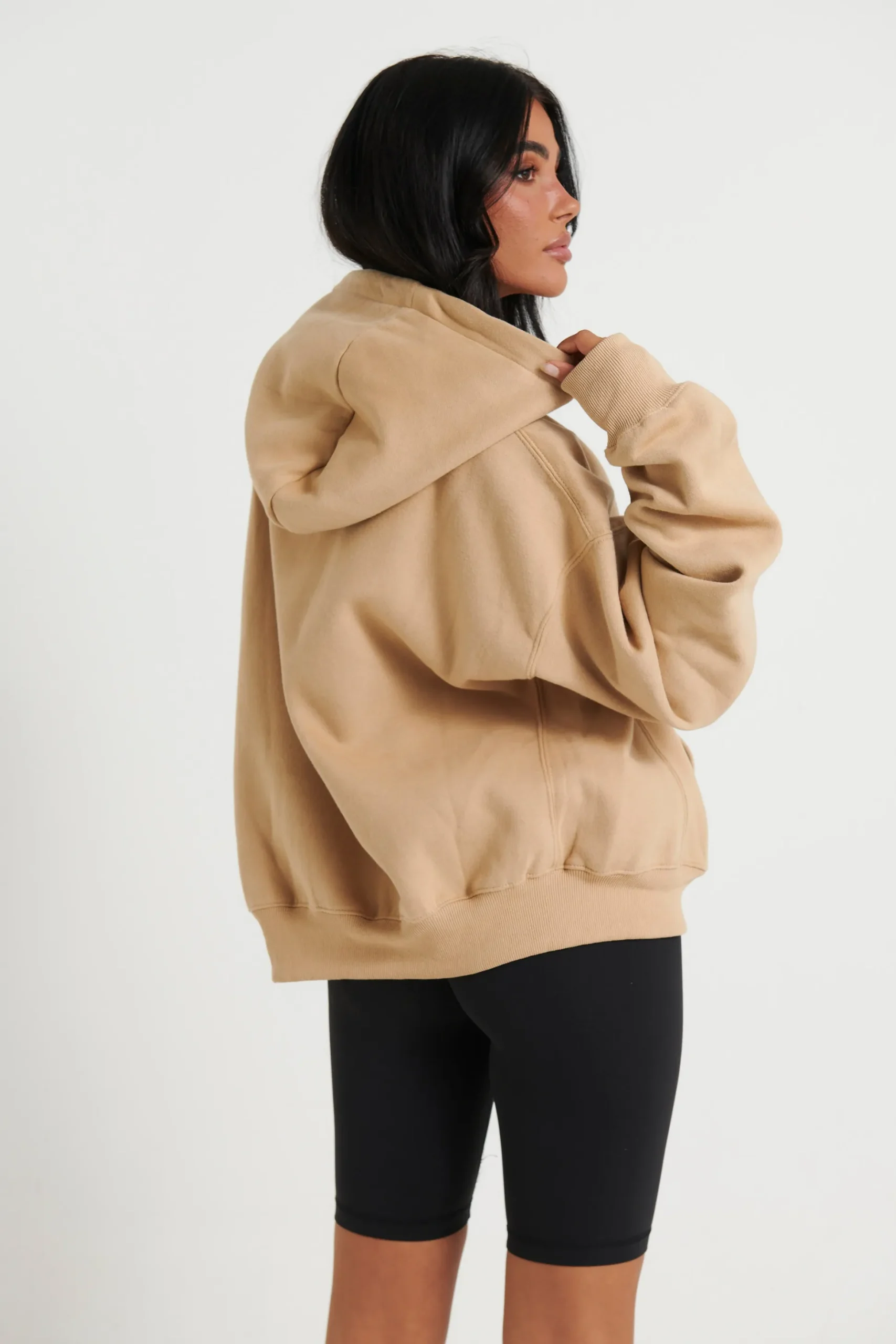 Unisex Roman Cropped Drop Hoodie Stone