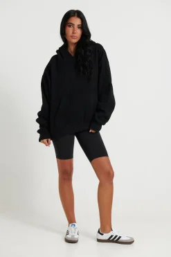 Unisex Roman Cropped Drop Hoodie Black