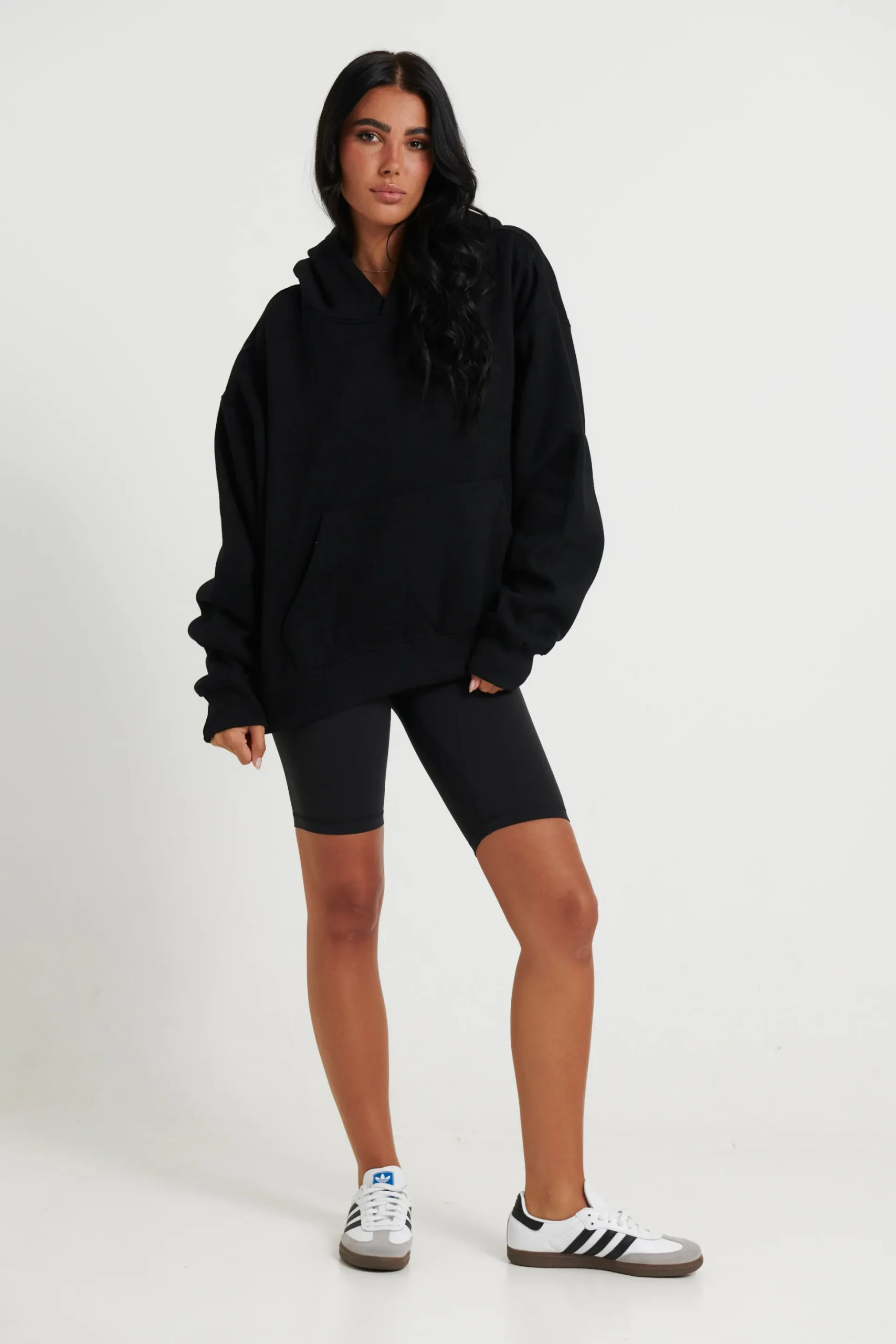 Unisex Roman Cropped Drop Hoodie Black
