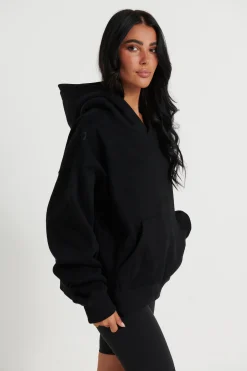 Unisex Roman Cropped Drop Hoodie Black