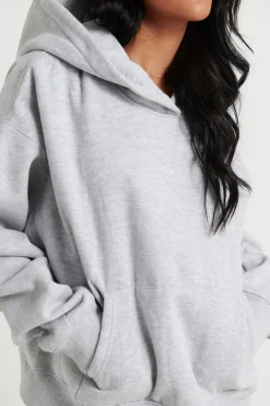 Unisex Roman Cropped Drop Hoodie Grey