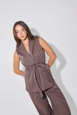 Vance Sleeveless Blazer Chocolate
