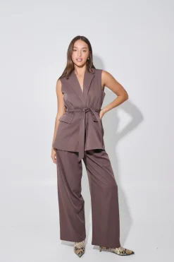 Vance Sleeveless Blazer Chocolate