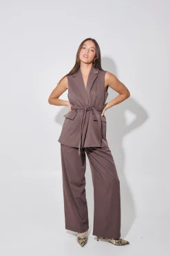 Vance Sleeveless Blazer Chocolate