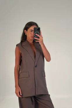 Vance Sleeveless Blazer Chocolate
