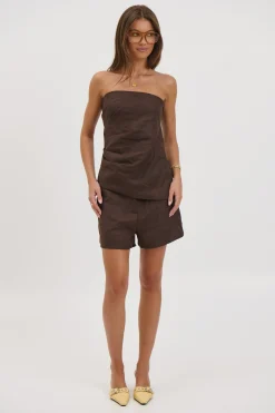 Veena Strapless Top Chocolate
