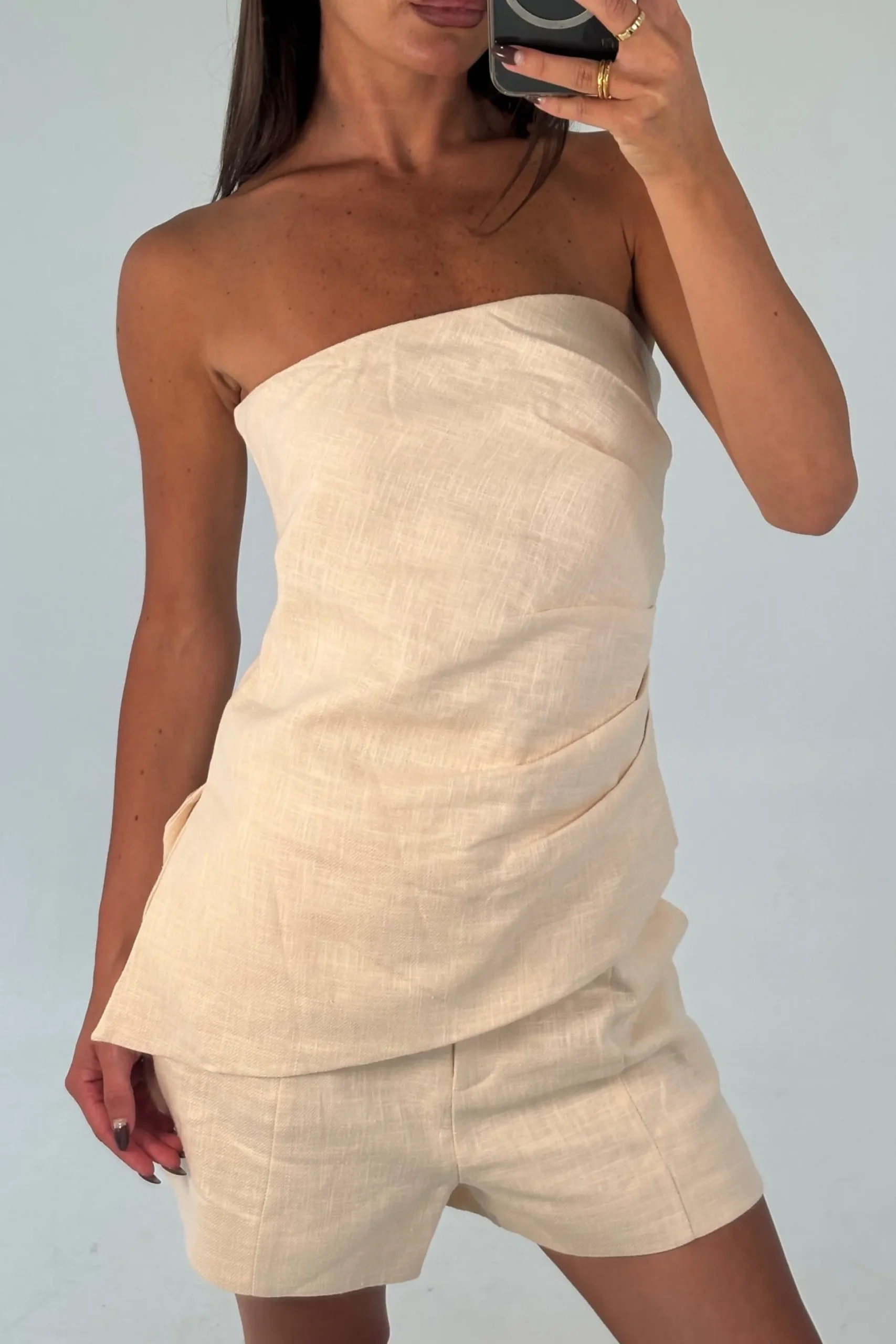 Veena Strapless Top Cream