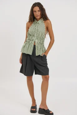 Vine Sleeveless Shirt Matcha