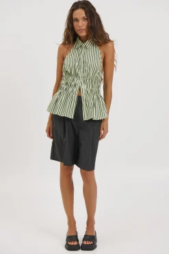 Vine Sleeveless Shirt Matcha