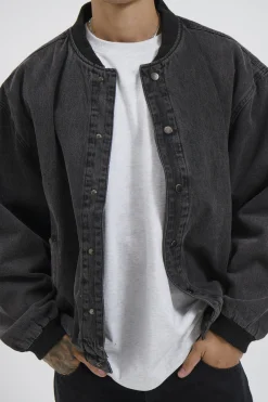 Vintage Bomber Denim Jacket Black