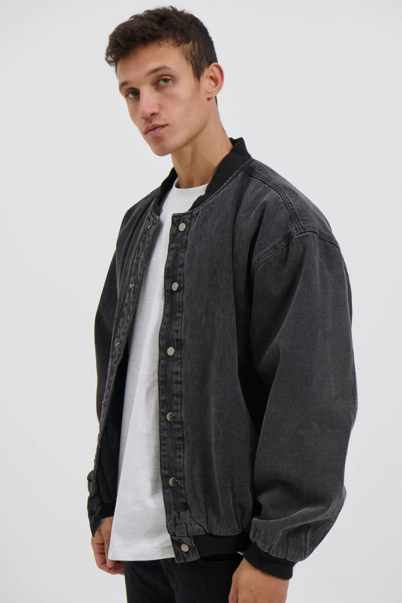 Vintage Bomber Denim Jacket Black
