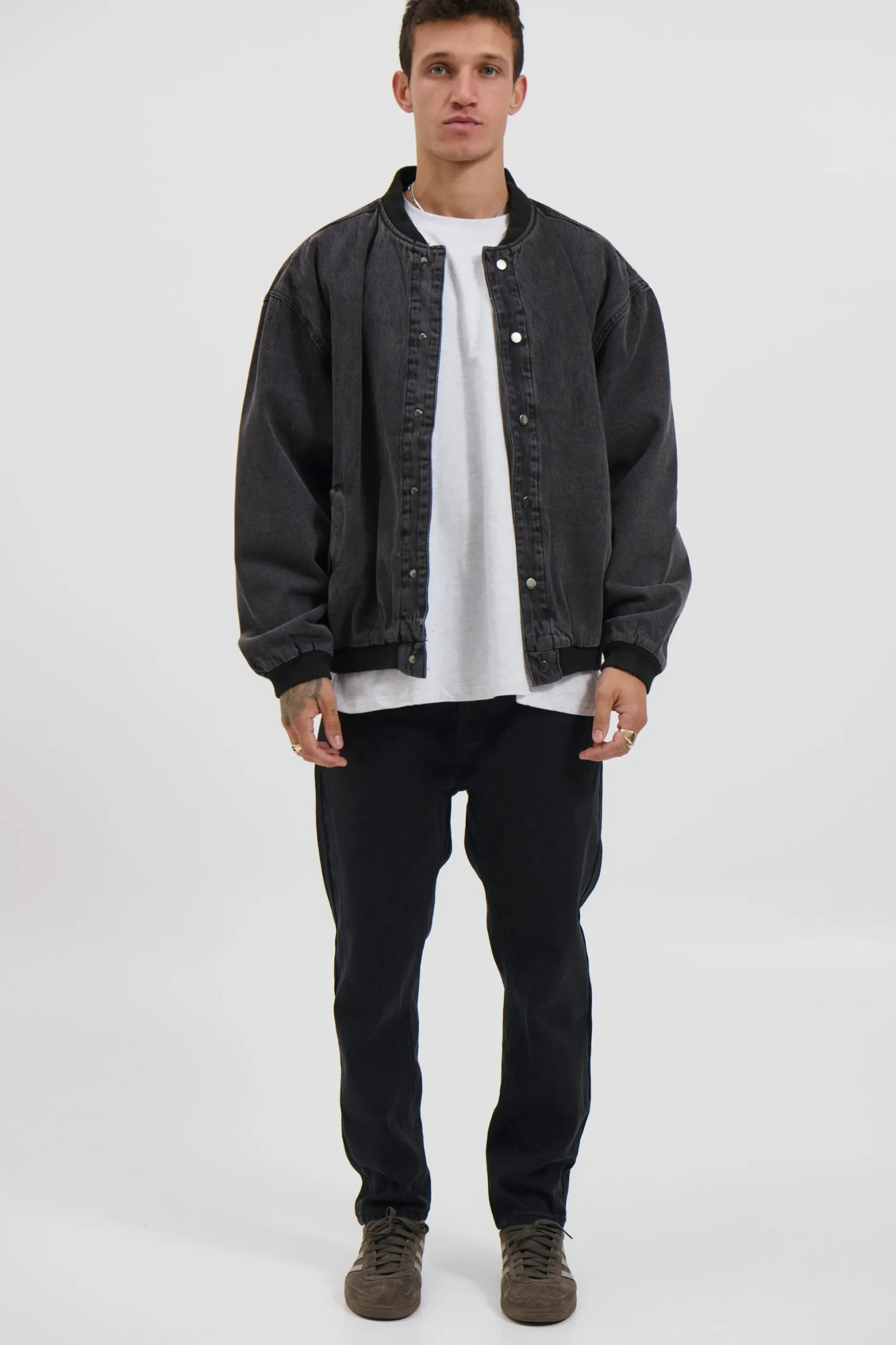 Vintage Bomber Denim Jacket Black