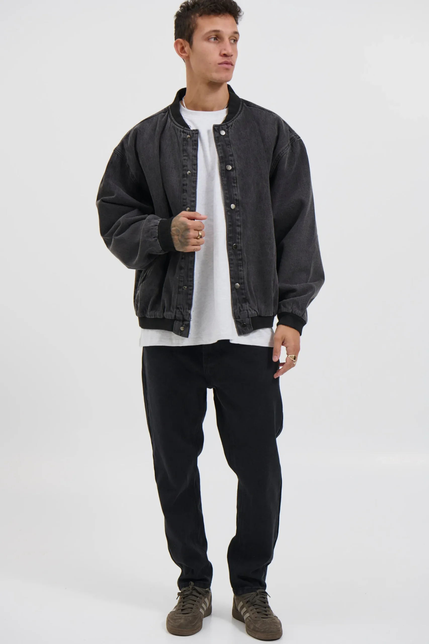 Vintage Bomber Denim Jacket Black