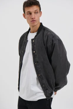 Vintage Bomber Denim Jacket Black