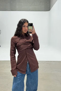 Vixon Wrap Shirt Chocolate