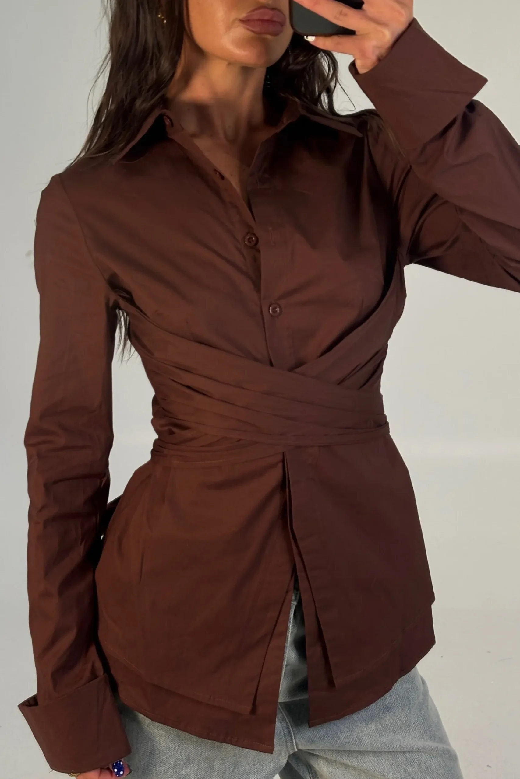 Vixon Wrap Shirt Chocolate