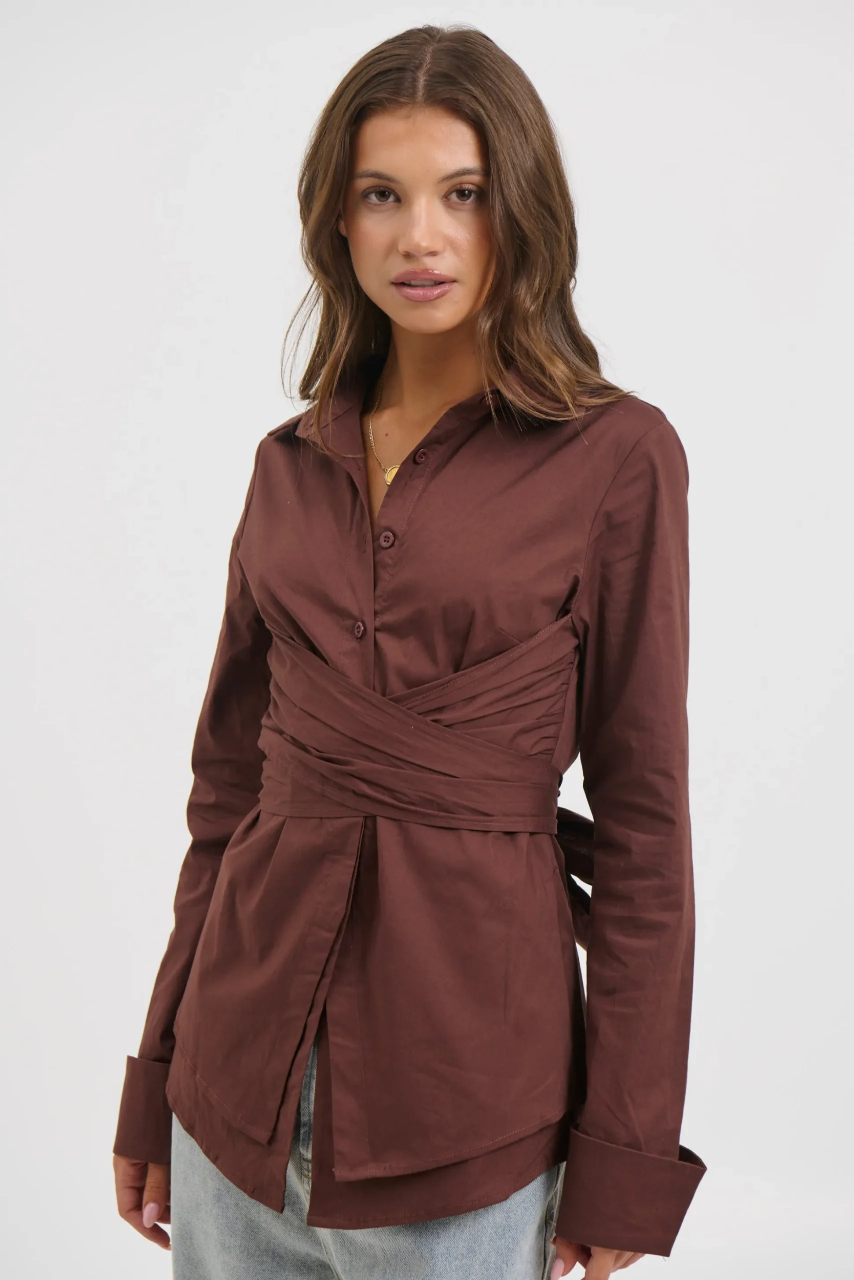 Vixon Wrap Shirt Chocolate