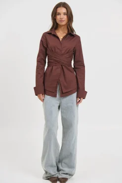 Vixon Wrap Shirt Chocolate