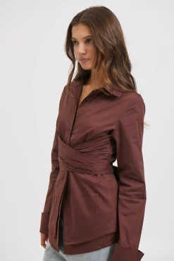 Vixon Wrap Shirt Chocolate