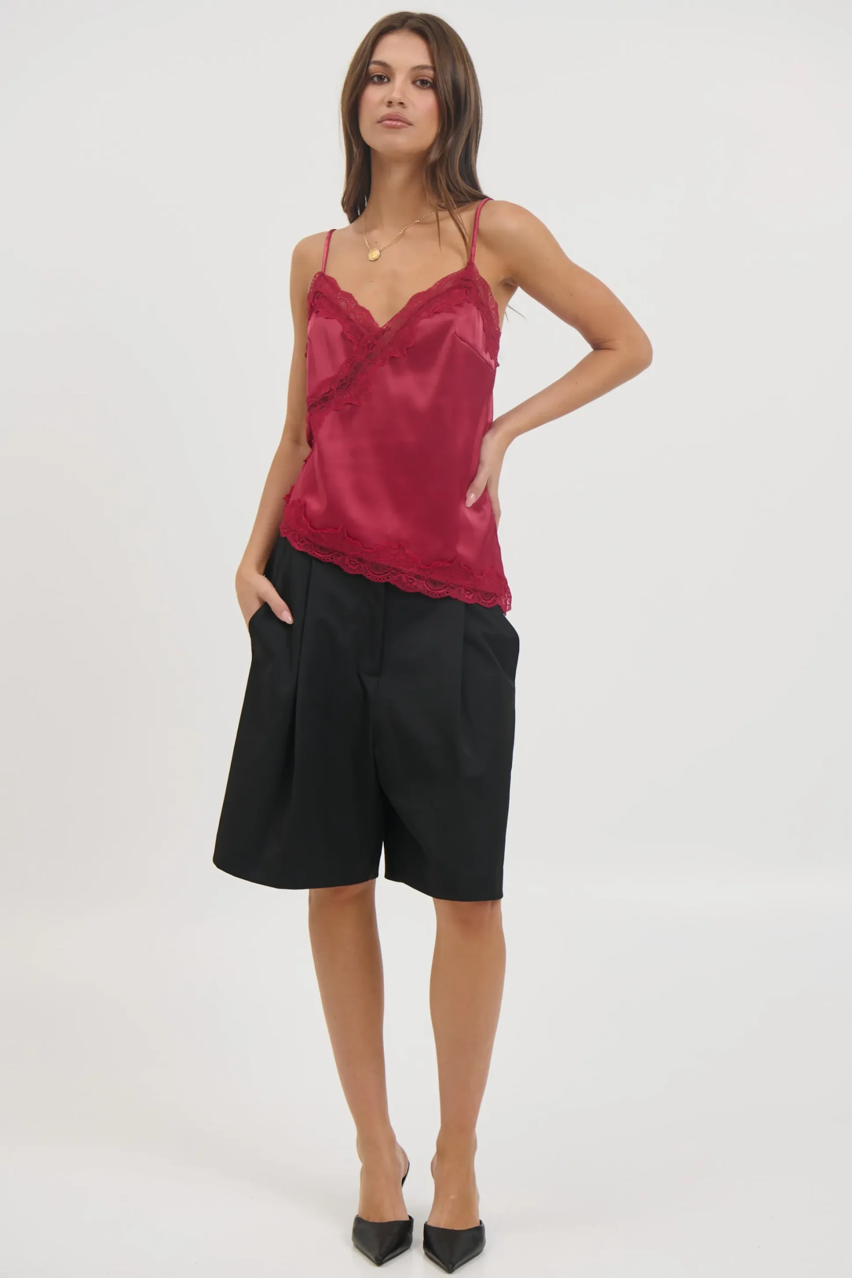 Whimsy Satin Cami Wine