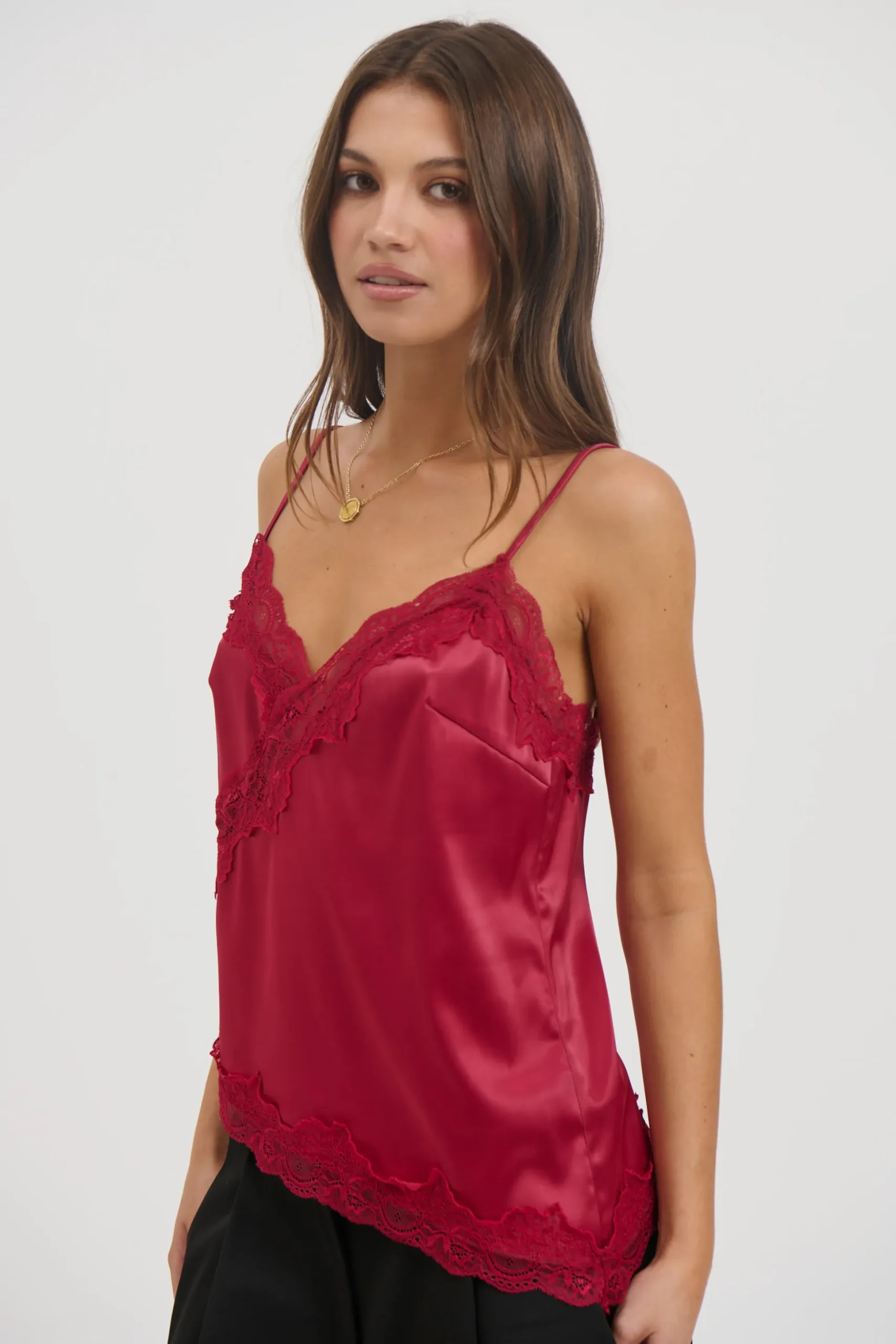 Whimsy Satin Cami Wine